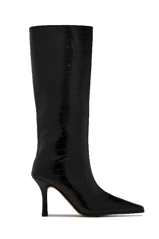 women's booties for office Kianza Heel Boots - Croc Black