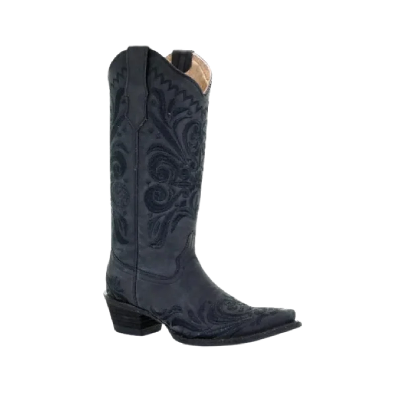 women's cowboy boots with pull straps Corral Women's Circle G Black Floral Snip Toe Boot women's cowboy boots with pull straps Corral Women's Circle G Black Floral Snip Toe Boot