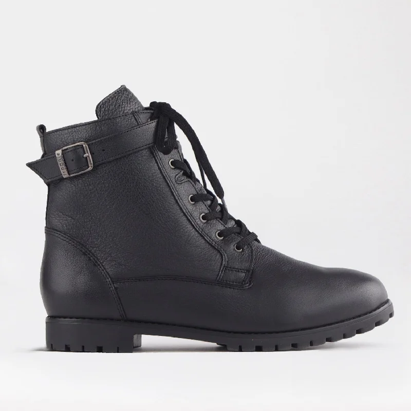 women's ankle boots with studs Lace-up Ankle Boot in Black - 11981