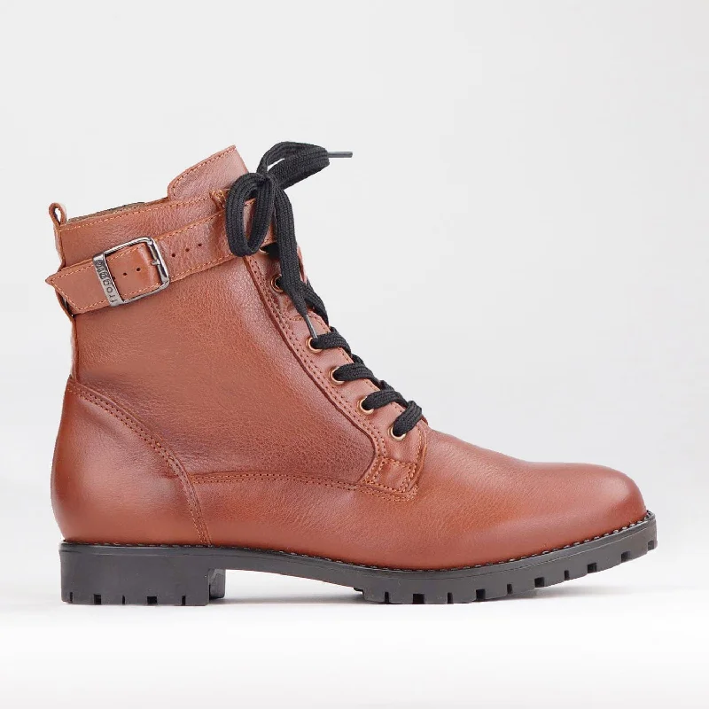 women's platform ankle boots Lace-up Ankle Boot in Chestnut - 11981