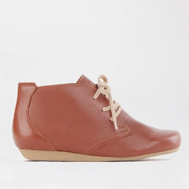 women's ankle boots with bow details Lace-up Ankle Boot in Chestnut - 12029