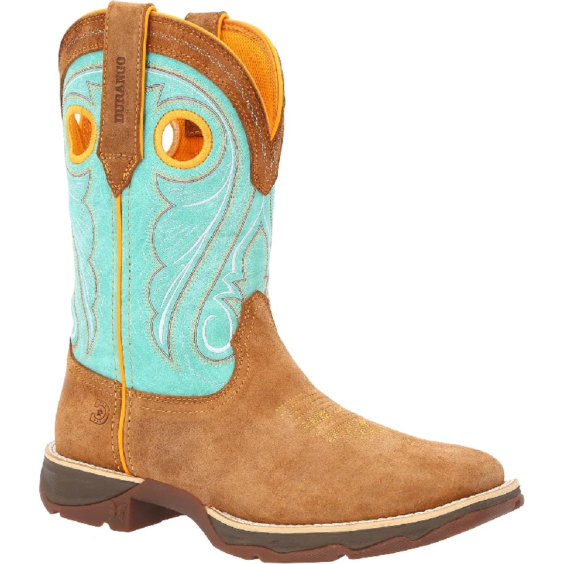 women's western boots with metallic finishes Lady Rebelâ by Durango Womens Dusty Brown Sky Blue Western Boot women's western boots with metallic finishes Lady Rebelâ by Durango Womens Dusty Brown Sky Blue Western Boot