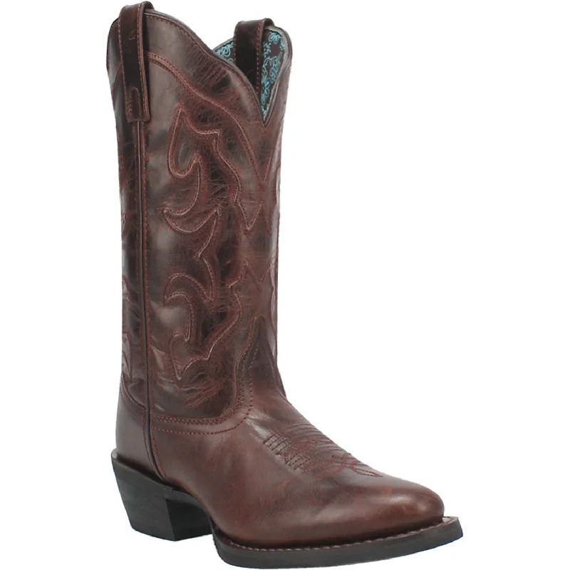 women's cowboy boots with studs Laredo Womens Shelley Cognac Leather Cowboy Boots