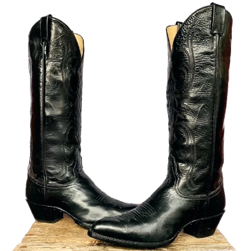 women's cowboy boots in black LARRY MAHAN Vintage New Tall Knee High Black Leather Cowgirl Western Boots women's cowboy boots in black LARRY MAHAN Vintage New Tall Knee High Black Leather Cowgirl Western Boots