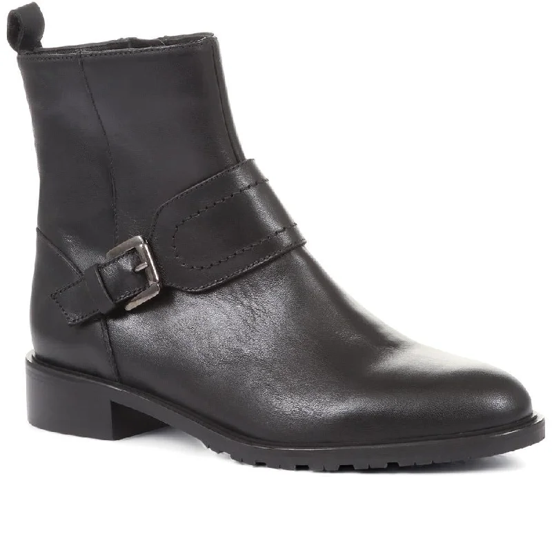 women's flat ankle boots Laurel Leather Buckle Ankle Boots - LAUREL / 322 542