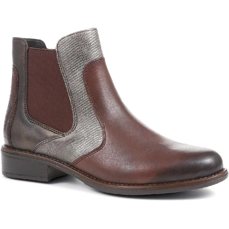 women's ankle boots with studs Leather Snakeskin Chelsea Boots - DRS36511 / 322 974