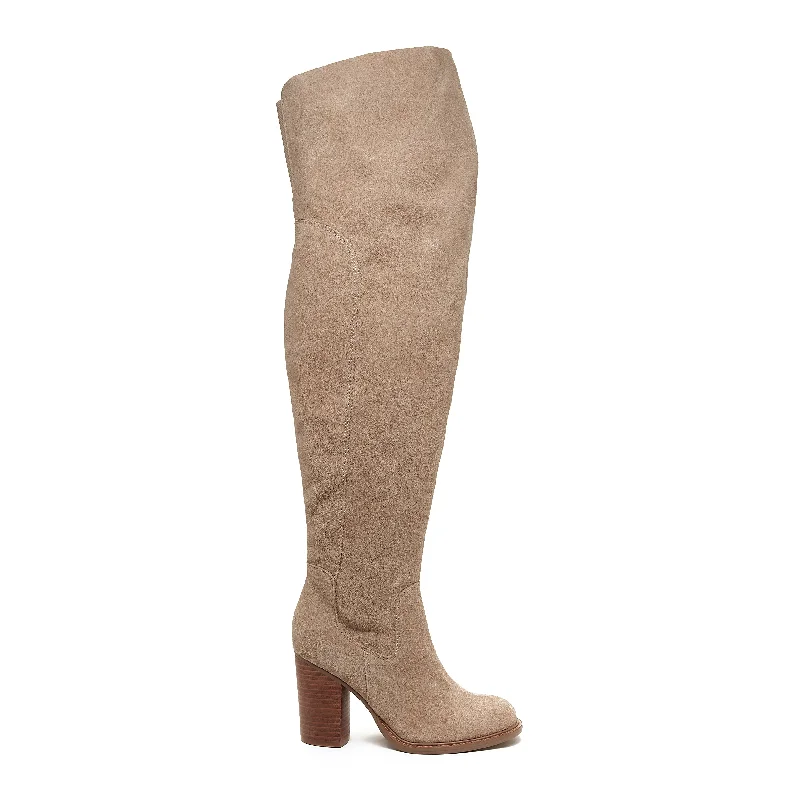 Women's tall boots with a feather - trimmed opening Logan Fawn Wide Calf Boots