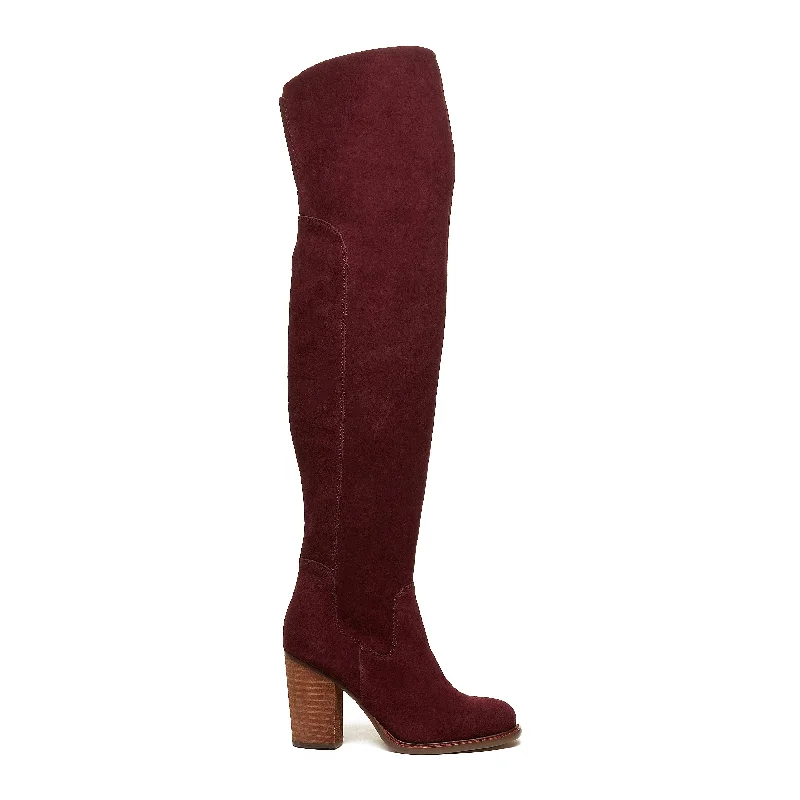 Women's non - slip tall boots for safety on ice Logan Garnet Over The Knee Boots