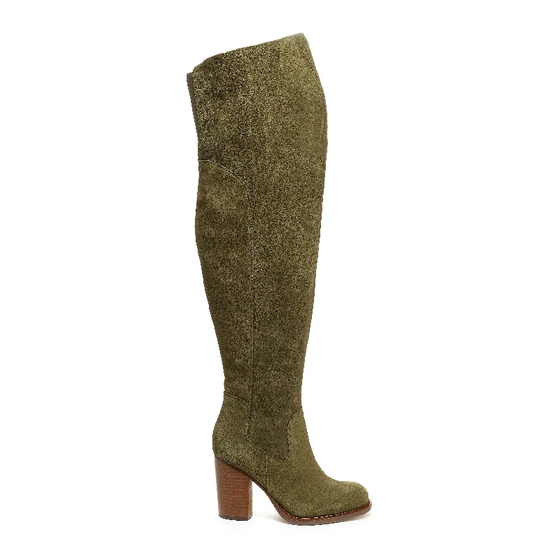 Women's ankle - to - knee tall boots with a low - heel design Logan Olive Wide Calf Boots Women's ankle - to - knee tall boots with a low - heel design Logan Olive Wide Calf Boots