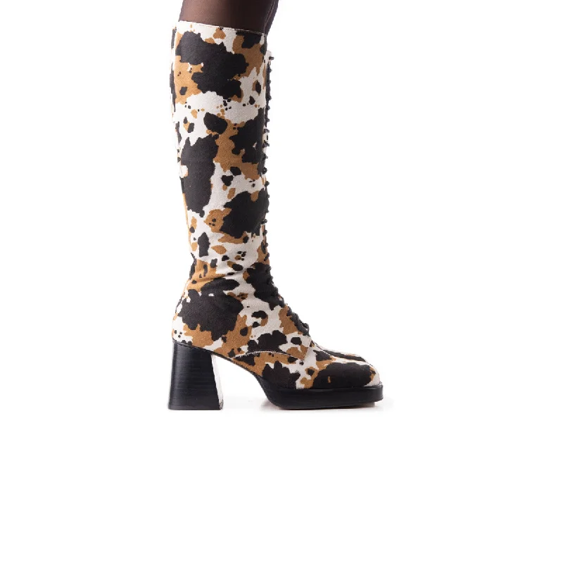 Women's tall boots with a tassel - trimmed hem Mainz Multi Cow Pony