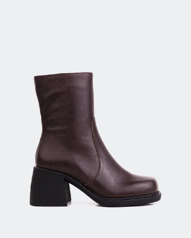 women's ankle boots with studs Max Brown Leather