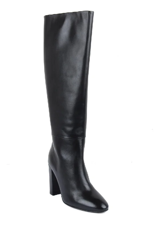 Women's long boots with a back buckle - strap detail Mia