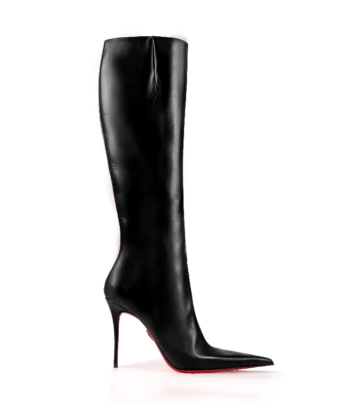 Platform knee high boots for added height​ Mizar 100 Black