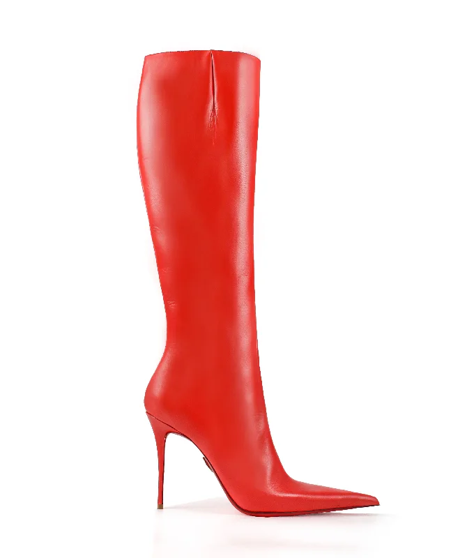 Patent leather knee high boots for a shiny finish​ Mizar 100 Red