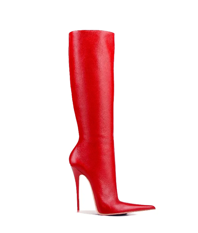 Shearling lined knee high boots for ultimate coziness​ Mizar 125 Red