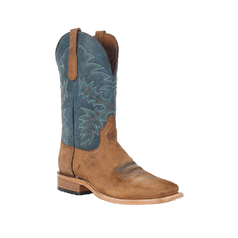 women's cowboy boots for riding Corral Boots Women's Tan Blue Embroidered Boot