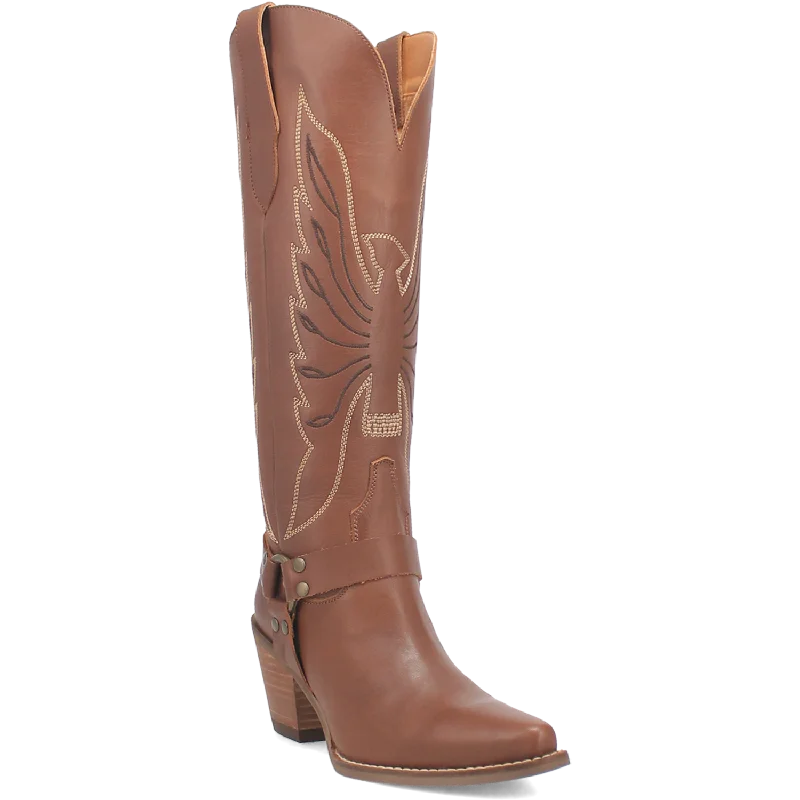 Women's narrow - calf tall boots for a sleek look Online Exclusive | Dingo | Heavens to Betsy Leather Boot in Brown **PREORDER