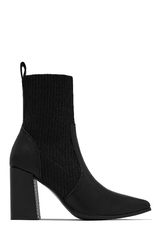 women's booties with platform Perfect Night Block Heel Ankle Boots - Black