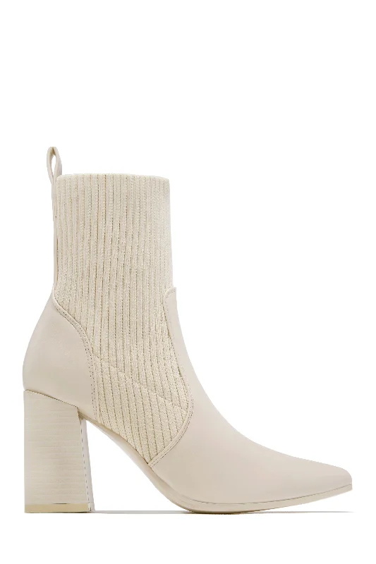 women's flat booties Perfect Night Block Heel Ankle Boots - Nude