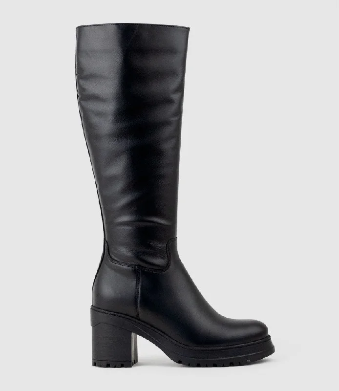 Women's long boots with a narrow - calf silhouette PRIMROSE Knee Boot on Rubber Heel in Black