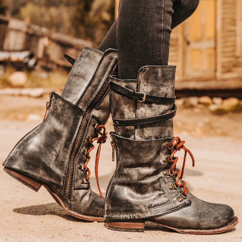 women's western boots with metallic finishes Ravi - Black