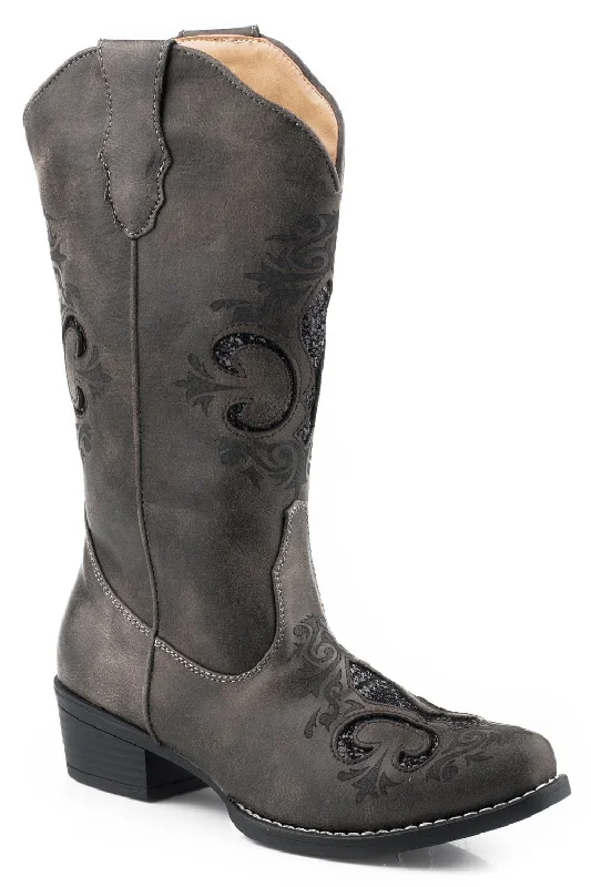 women's cowboy boots with elastic sides Roper Womens Grey Faux Leather Riley Fleur de Lis Cowboy Boots women's cowboy boots with elastic sides Roper Womens Grey Faux Leather Riley Fleur de Lis Cowboy Boots