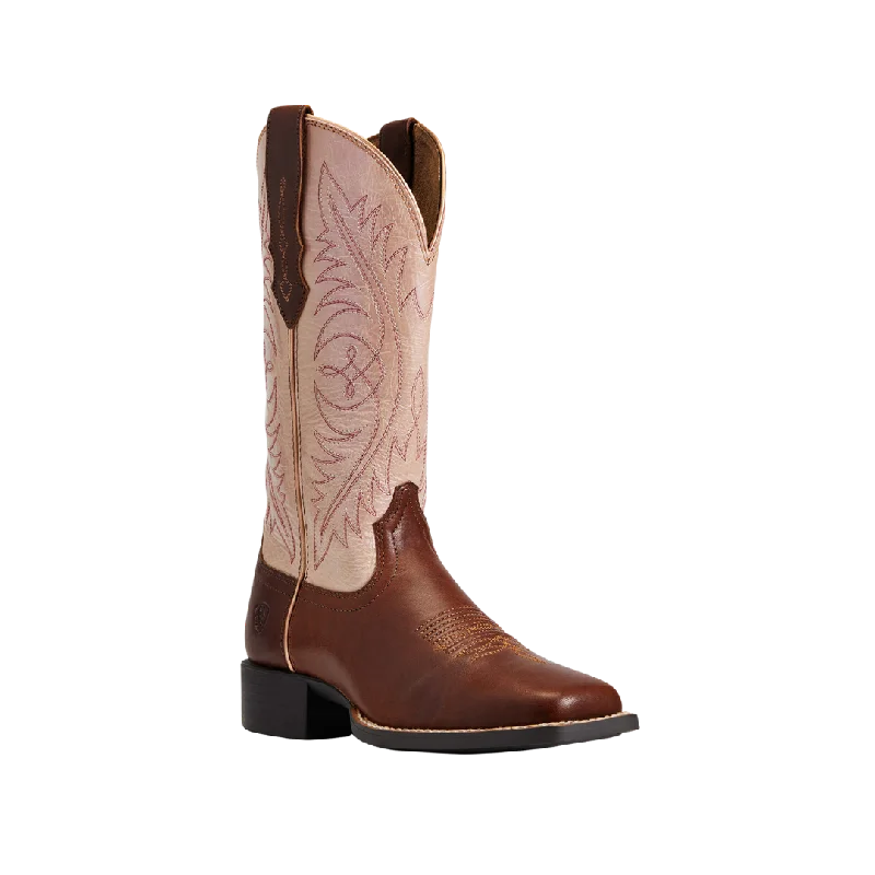 women's leather cowboy boots Ariat Women's Round Up Wide Square Toe StretchFit Western Boot