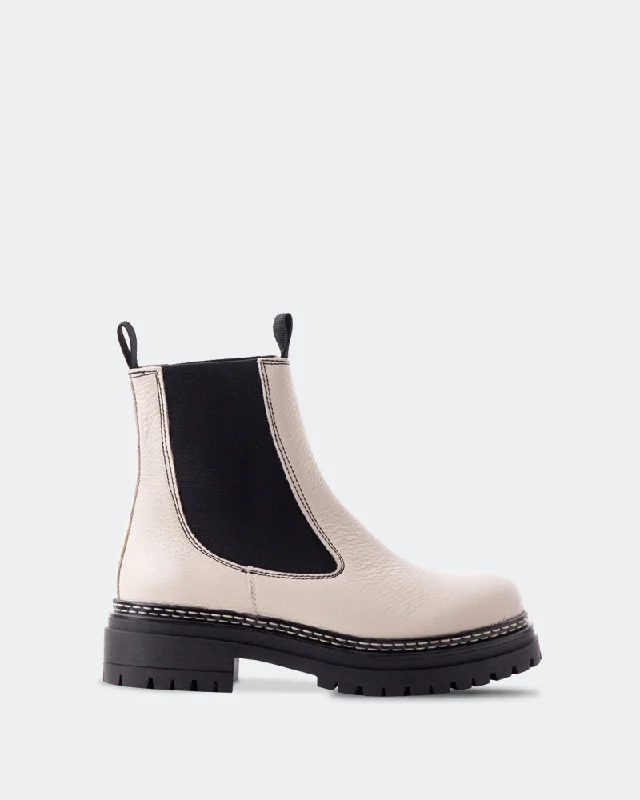 women's ankle boots with zippers Salinas Off White Leather