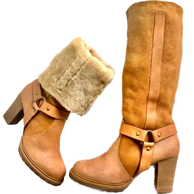 Women's shock - absorbing tall boots for long walks STETSON Fur Lined Leather Harness Tall Chunky High Heel Winter Western Boots Women's shock - absorbing tall boots for long walks STETSON Fur Lined Leather Harness Tall Chunky High Heel Winter Western Boots