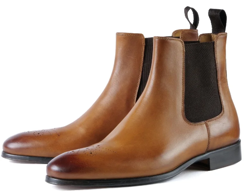 Women's platform Chelsea boots for a bold fashion statement Stirling Brogue Chelsea Light Tan Women's platform Chelsea boots for a bold fashion statement Stirling Brogue Chelsea Light Tan