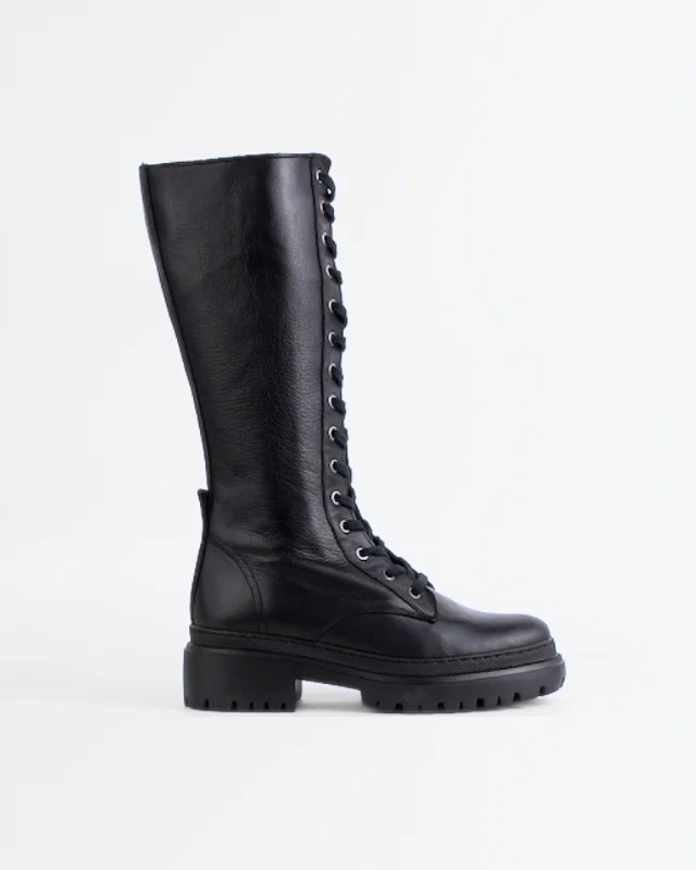 Women's moisture - wicking tall boots to keep feet dry Tank Black Leather