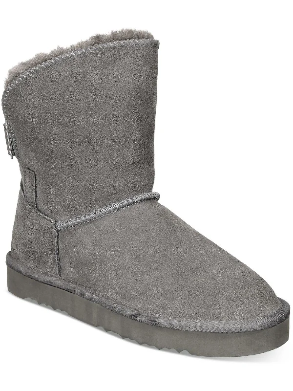 women's booties with block heel Teenyy Womens Suede Pull On Ankle Boots