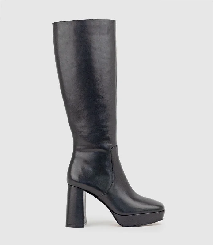 Women's breathable long boots for warm climates UMA95 Platform Knee High Boot in Black