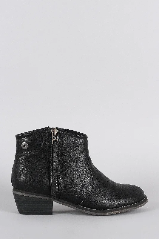 women's booties for office Breckelle Zipper Round Toe Cowgirl Ankle Boots