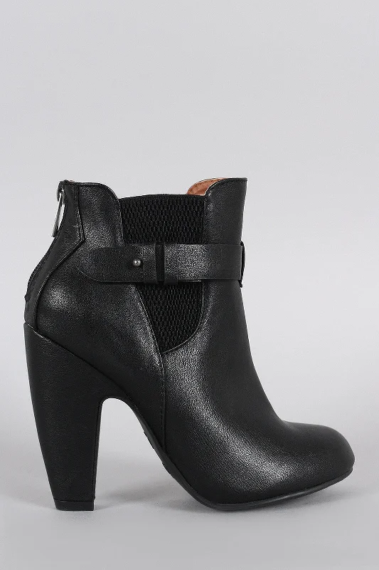 women's booties with chukka style Dollhouse Elastic Gore Heeled Booties