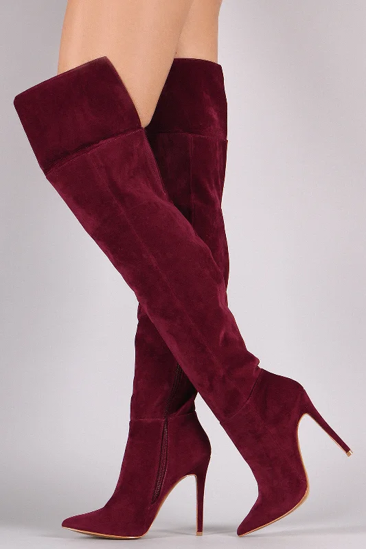 Ankle - high shaft knee high boots for a modern twist Shoe Republic LA Suede Cuff Pointy Toe Stiletto Boots Ankle - high shaft knee high boots for a modern twist Shoe Republic LA Suede Cuff Pointy Toe Stiletto Boots