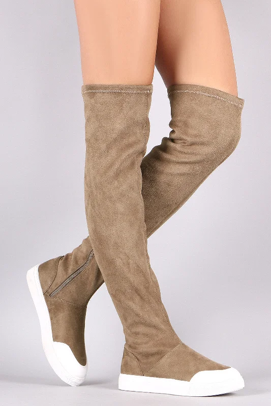 Waterproof leather knee high boots for winter Wild Diva Lounge Suede Over-The-Knee Sneaker Boots Waterproof leather knee high boots for winter Wild Diva Lounge Suede Over-The-Knee Sneaker Boots
