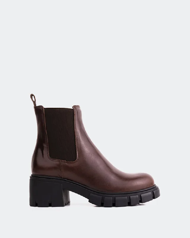women's chelsea ankle boots Vannes Brown Leather
