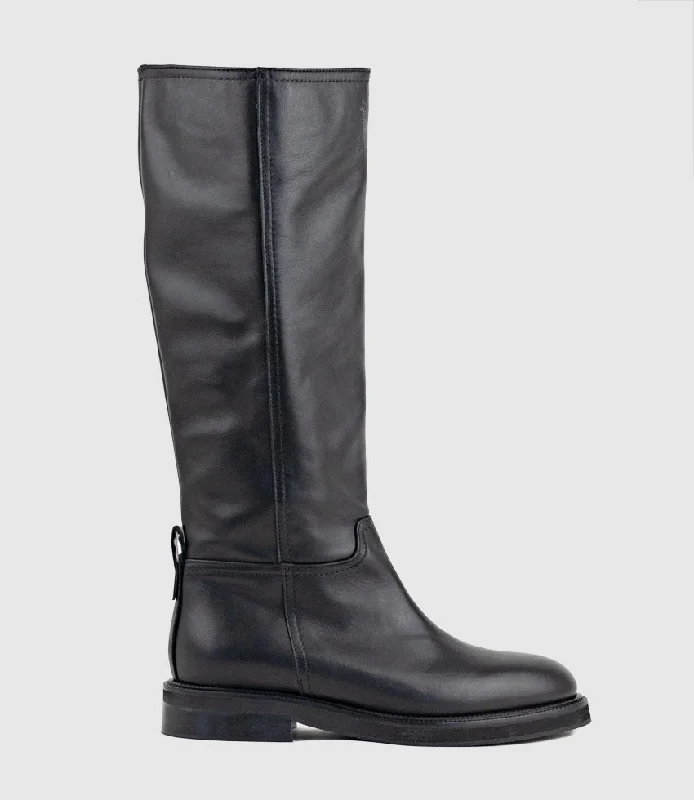 Women's long boots with a round toe for a classic look VASILE Knee High Boot with Gusset in Black