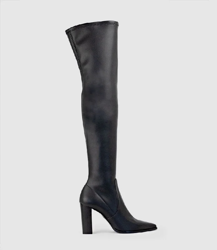 Women's long boots with a non - slip sole for safety VERONE95 OTK Stretch Boot in Black
