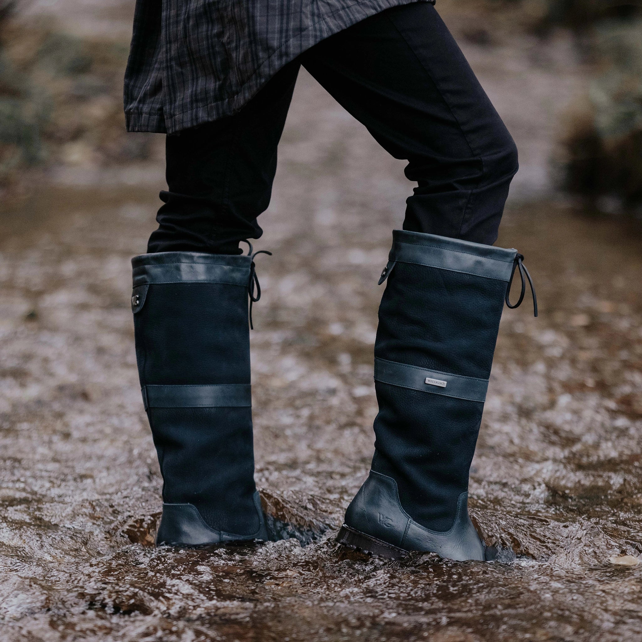 Women's non - slip tall boots for safety on ice Sloane Navy Waterproof Boots