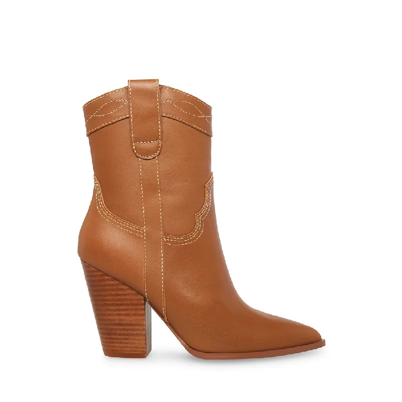 women's booties with platform WESTYN COGNAC LEATHER - SM REBOOTED
