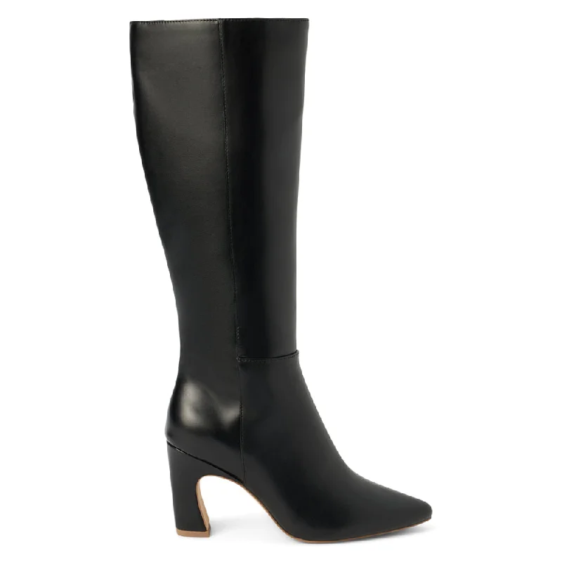 Women's black leather tall boots with gold zippers Willow Pointed Toe Zippered Boots Women's black leather tall boots with gold zippers Willow Pointed Toe Zippered Boots