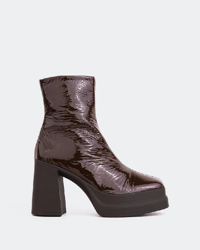 women's ankle boots with round toe Zazzera Burgundy Naplack