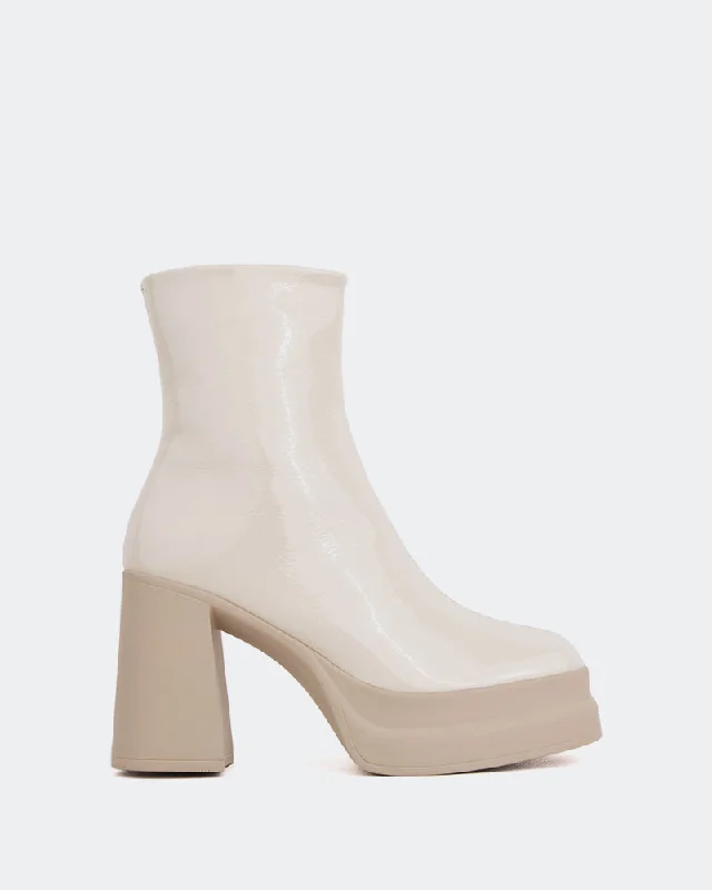women's ankle boots with elastic sides Zazzera Off White Naplack